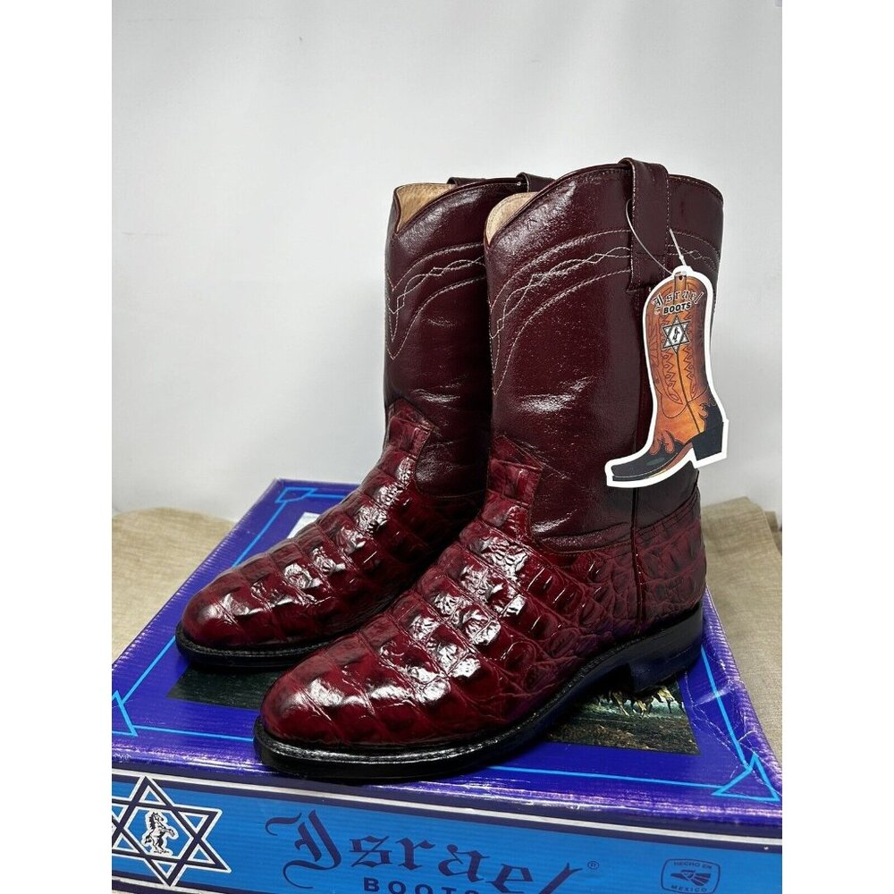 Israel Red Wine Crocodile Oval Cowboy Boots Men’s Size 8.5